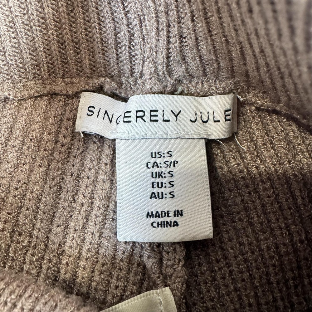 Sincerely Jules Pants Womens Small‎ Brown Ribbed Knit Wide Leg Lounge Sweatpants - Picture 4 of 9